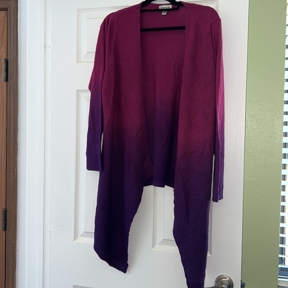 Pink & purple ombre long open front sweater 14/16 - Picture 5 of 8